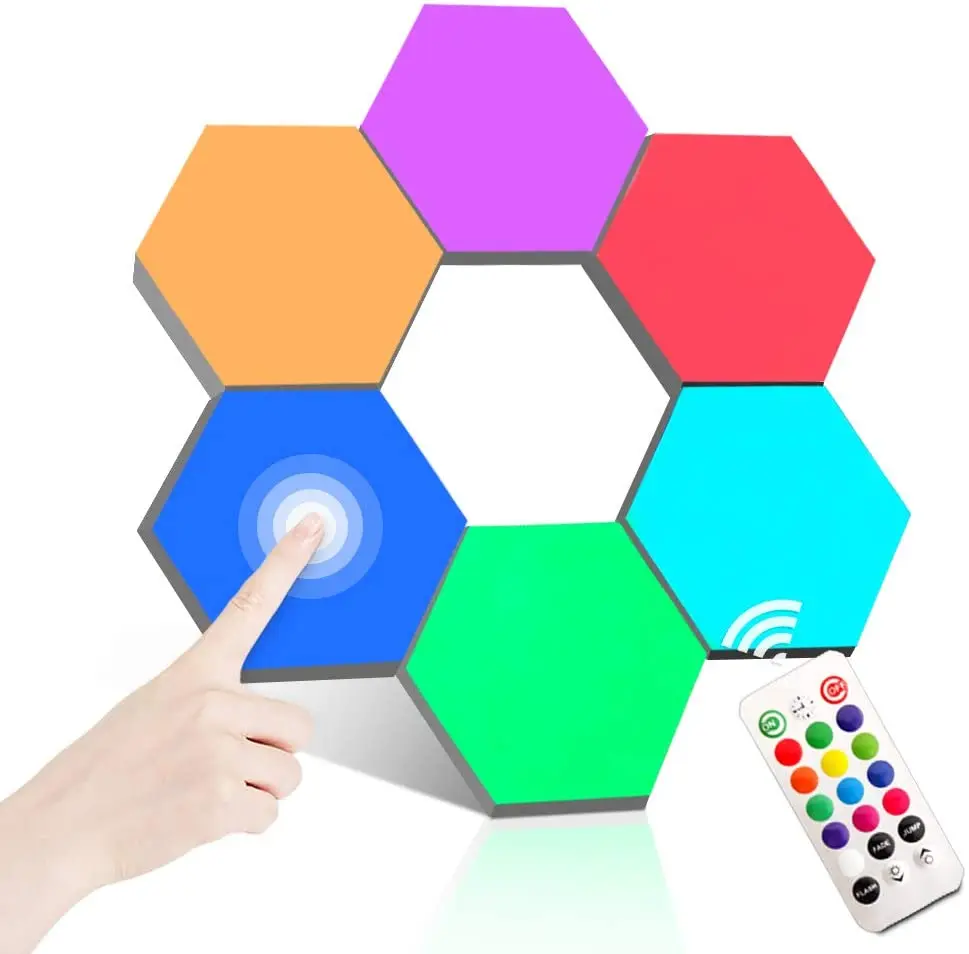 

Luxury hexagon lights led wall lamps rgb decorative wall lamp indoor bracket sensor light for bedside bedroom