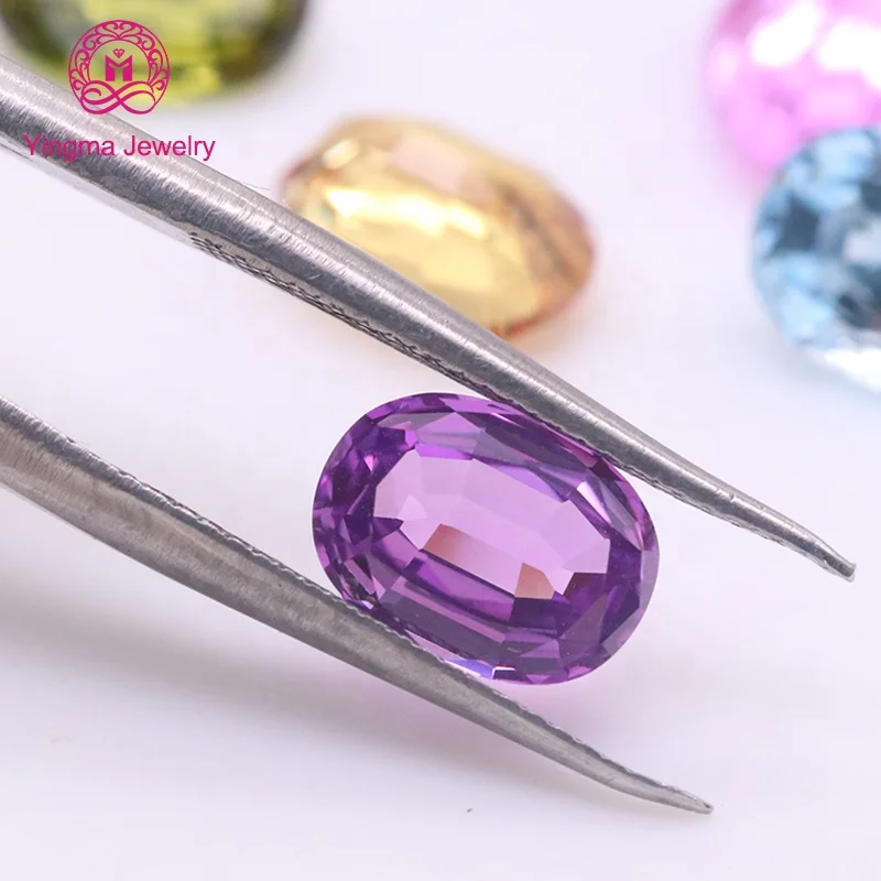 Lab Created Good Gemstone Customizable 5x7mm-9x11mm OEM/ODM Oval Cut Purple Color Gems Loose Lab Grown Sapphire Stones