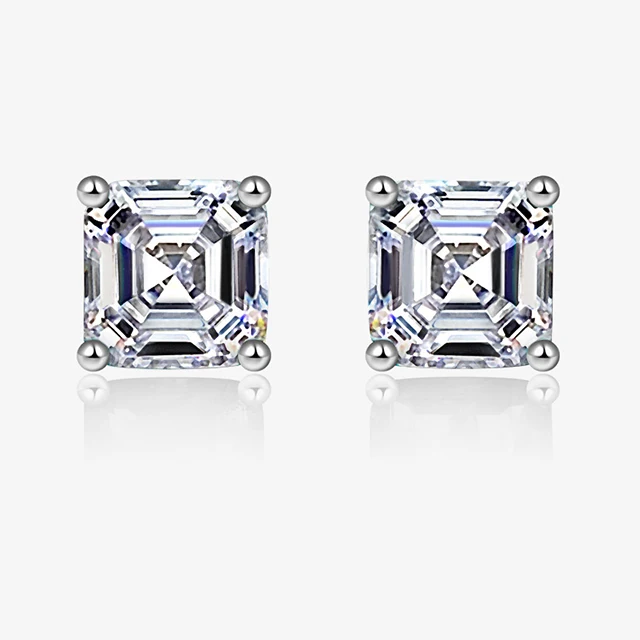 

925 Sterling Silver Square Cut Zirconia Diamond Stud Earring