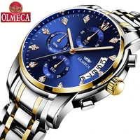 

Olmeca 827 G Men Watches Top Brand Luxury Fashion Business Quartz Gold Watch Men Sport All Steel Waterproof Black Clock