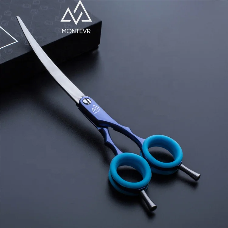 

Excellent curved blade dog scissors 6.5 inch pet grooming scissors, Blue