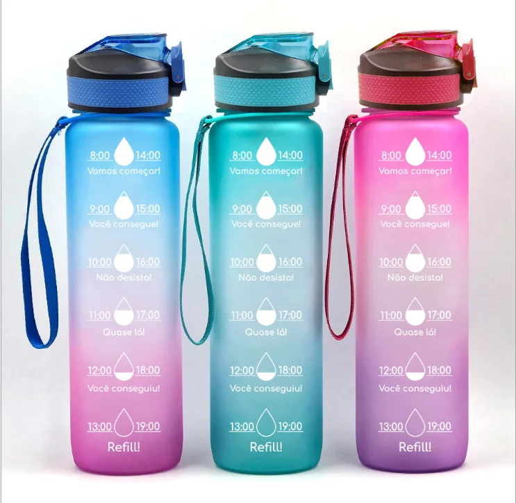 

Sublimation tumbler Leak proof BPA Free Drinking Water Bottle with Time Marker & Straw to Ensure You Drink Enough Water, Customized