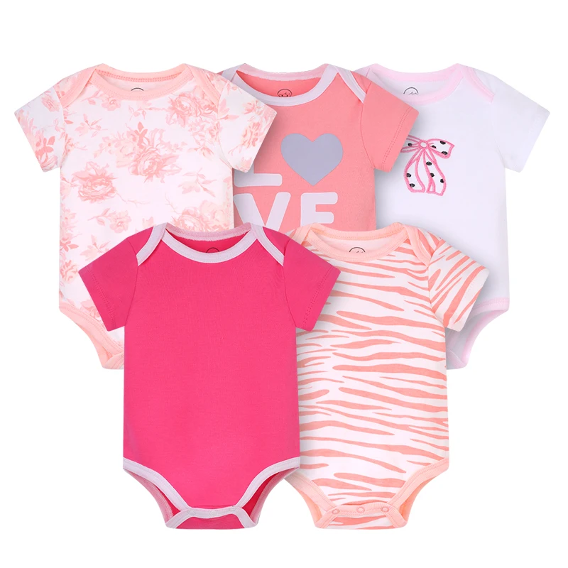 

Casual Baby Onesie Wholesale Baby Bodysuit Newborn 5Pcs Baby Romper Sets, Picture shows