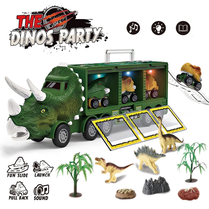 

Launcher Dinosaurs Container Transport Car Toy Plastic Truck OEM Unisex ABS Plastic Car Inertial Toy Children Boy Model Gift