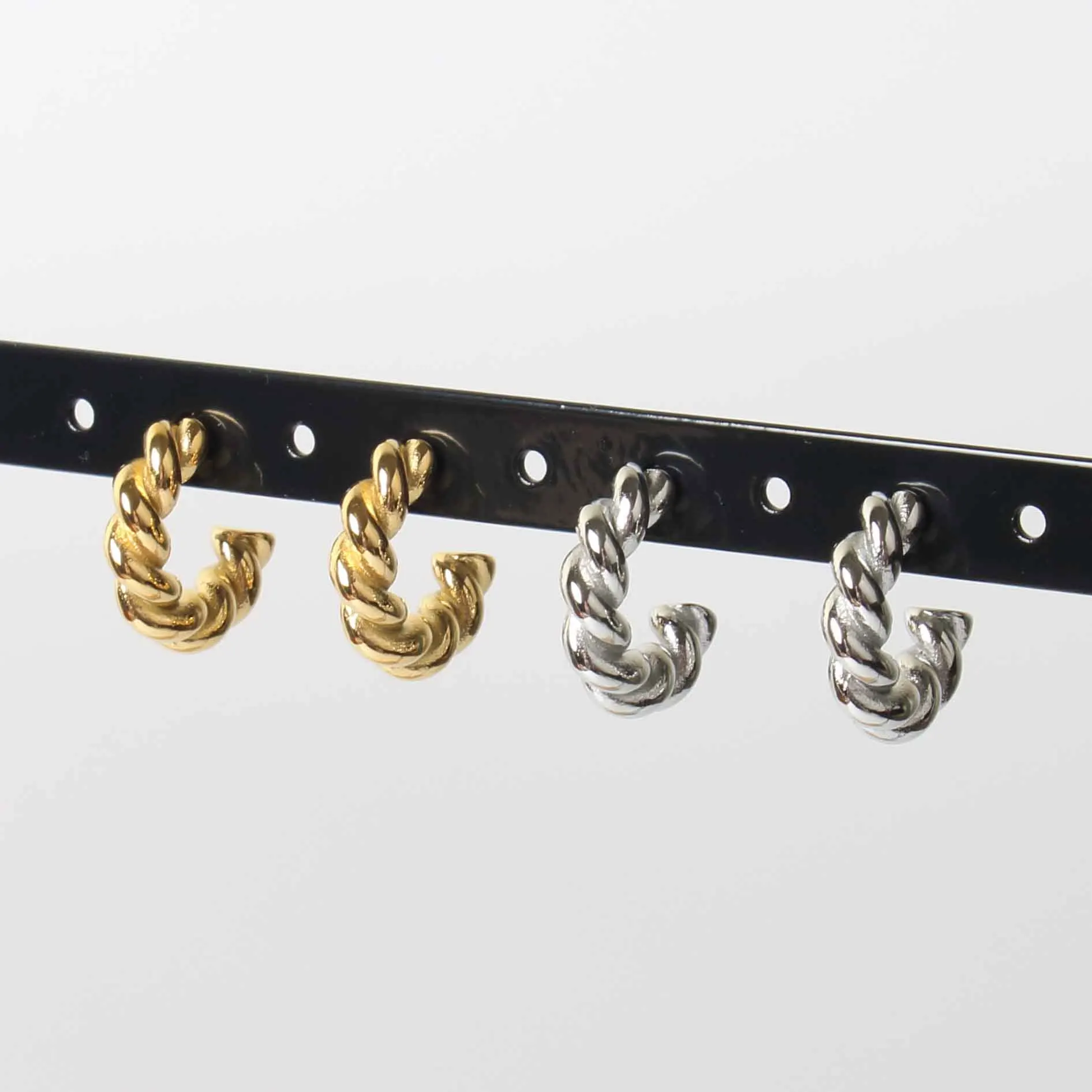 

Fashion Stainless Steel Jewelry 18K Gold Small size C Coarse Exquisite Trendy Earrings