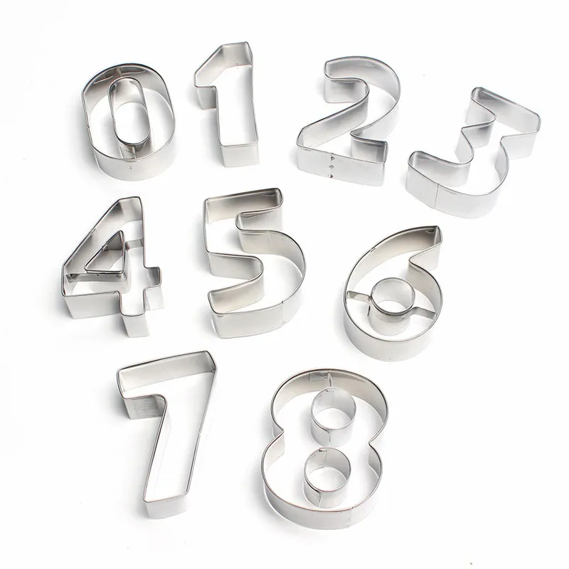 

Baking Tools Cake Decorating Tools DIY Cake Mold Large Digital 9-Piece Set Stainless Steel Biscuit Mold