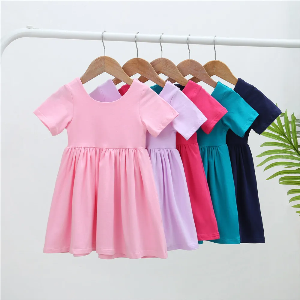 

Ready To Ship Custom Kids Summer Clothes Baby Girl Casual Wear Ruffle Skater Dresses With Pockets, Same as picture/or customized as yours
