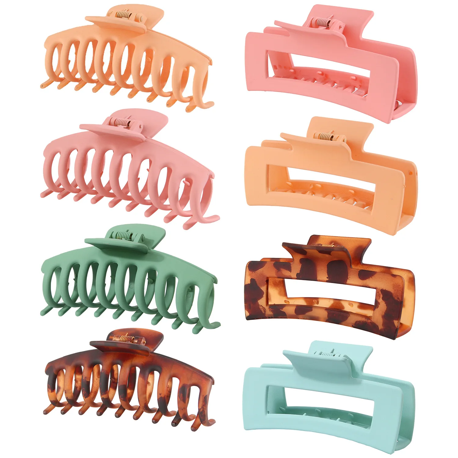 

B.PHNE Hair Accessories Rectangle Hollow 8pcs/set Large Hair Claw Clips For Women