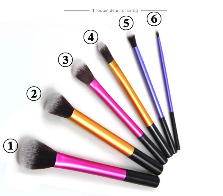 

HZM 6PCS high quality best selling Facial pink Rose gold makeup brushes professional beauty tools Long ferrule makeup brush set