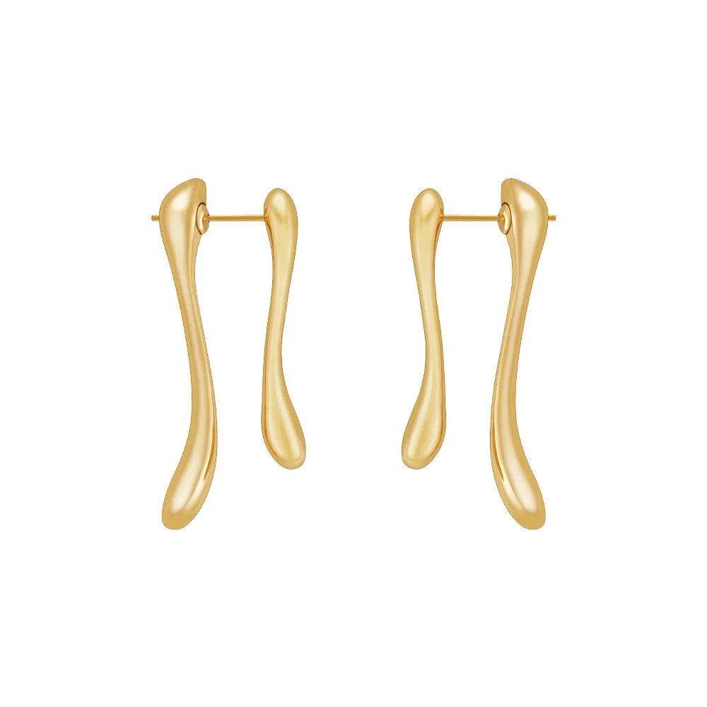

Original Design 18K Gold Plated Brass Jewelry Asymmetric Water Drop Ear Stud Trendy For Woman Gift Earrings E231518