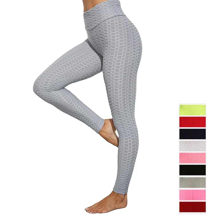 

Women's high waist texture yoga pants folds hips slim fitness leggings sexy hips sports tights