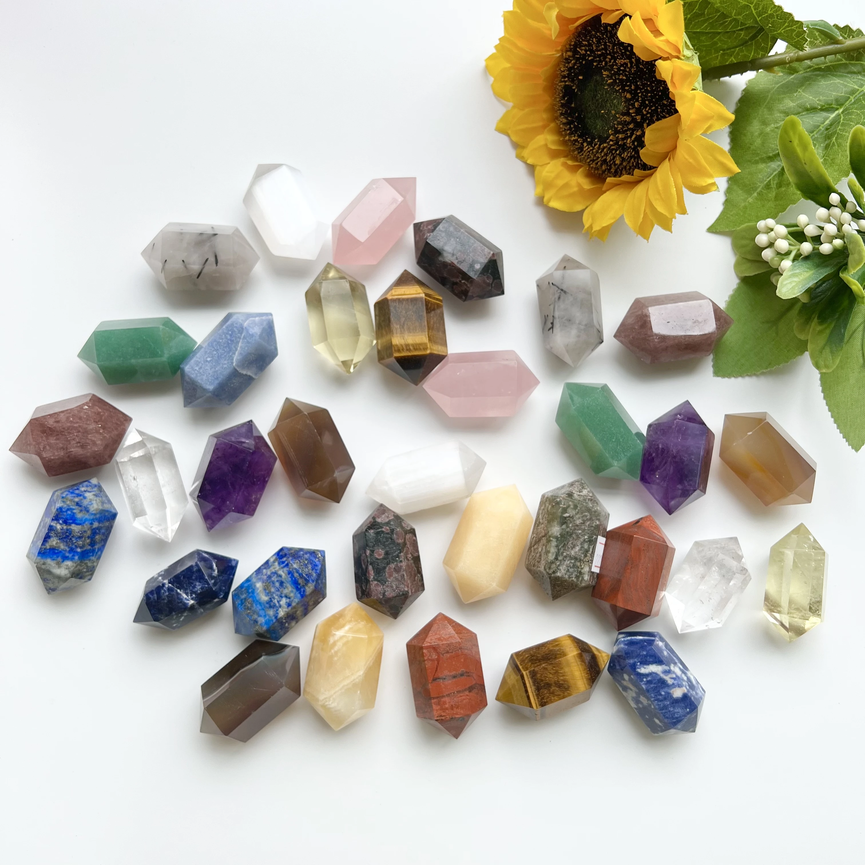 Natural Crystal Double Points Healing Stone Amethyst Citrine Rose Quartz Double Terminated Point