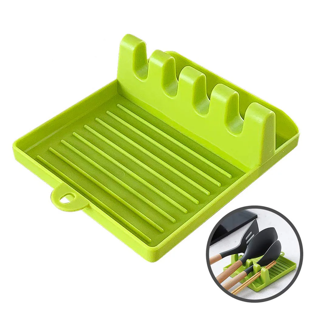 

Kitchen Silicone Utensil Rest With Drip Pad For Multiple Utensils Heat Resistant Spoon Rest Ladle Utensil Holder Organizer