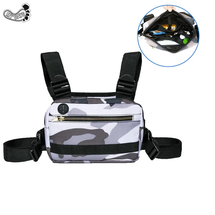 

Streetwear Outdoor Men Women Tactical Sports Running Holder Front Chest Bag for Hiking, Camo