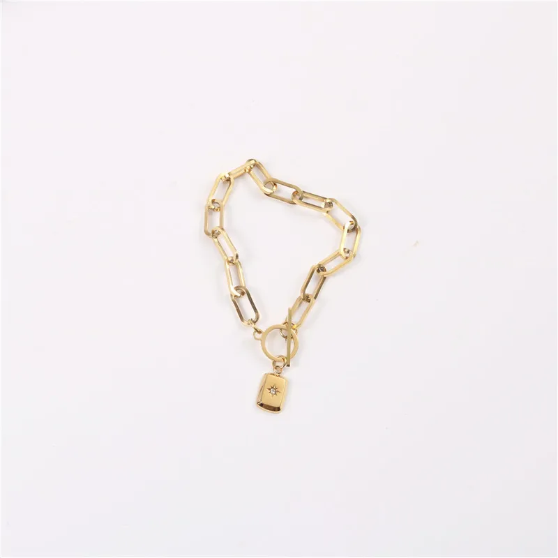 

2020 Fashion Trend Simple Lock Pendant Necklace Stainless Steel Choker Necklace Bracelet