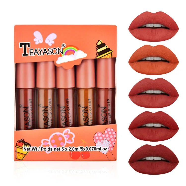 

TEAYASON Waterproof Matte Pigment Long Lasting Lip Gloss set, 4 colors
