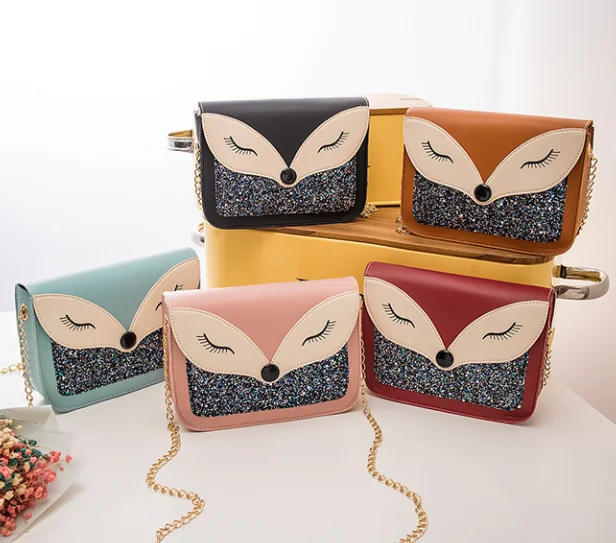 

Wholesale fashion Fox women shoulder bag pu chain bag for girls, As picture
