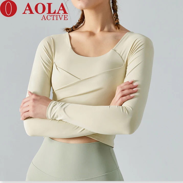 

AOLA Wholesale Custom Logo Activewear Long Sleeve Crop Top Fitness Yoga Gym Clothes For Women