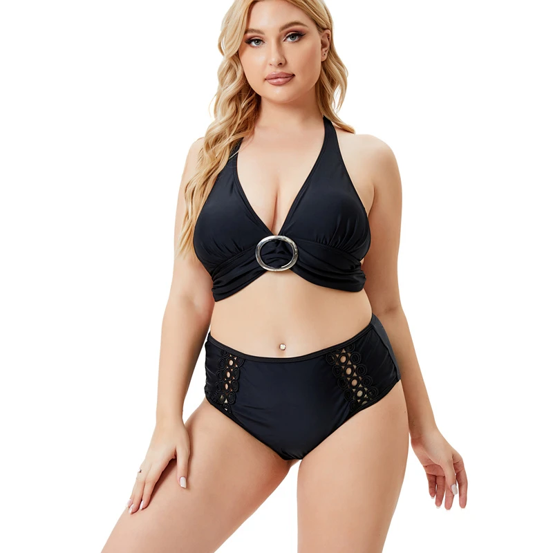 

2022 plus size swimsuit cut out neckless swimwear sexy bikini women