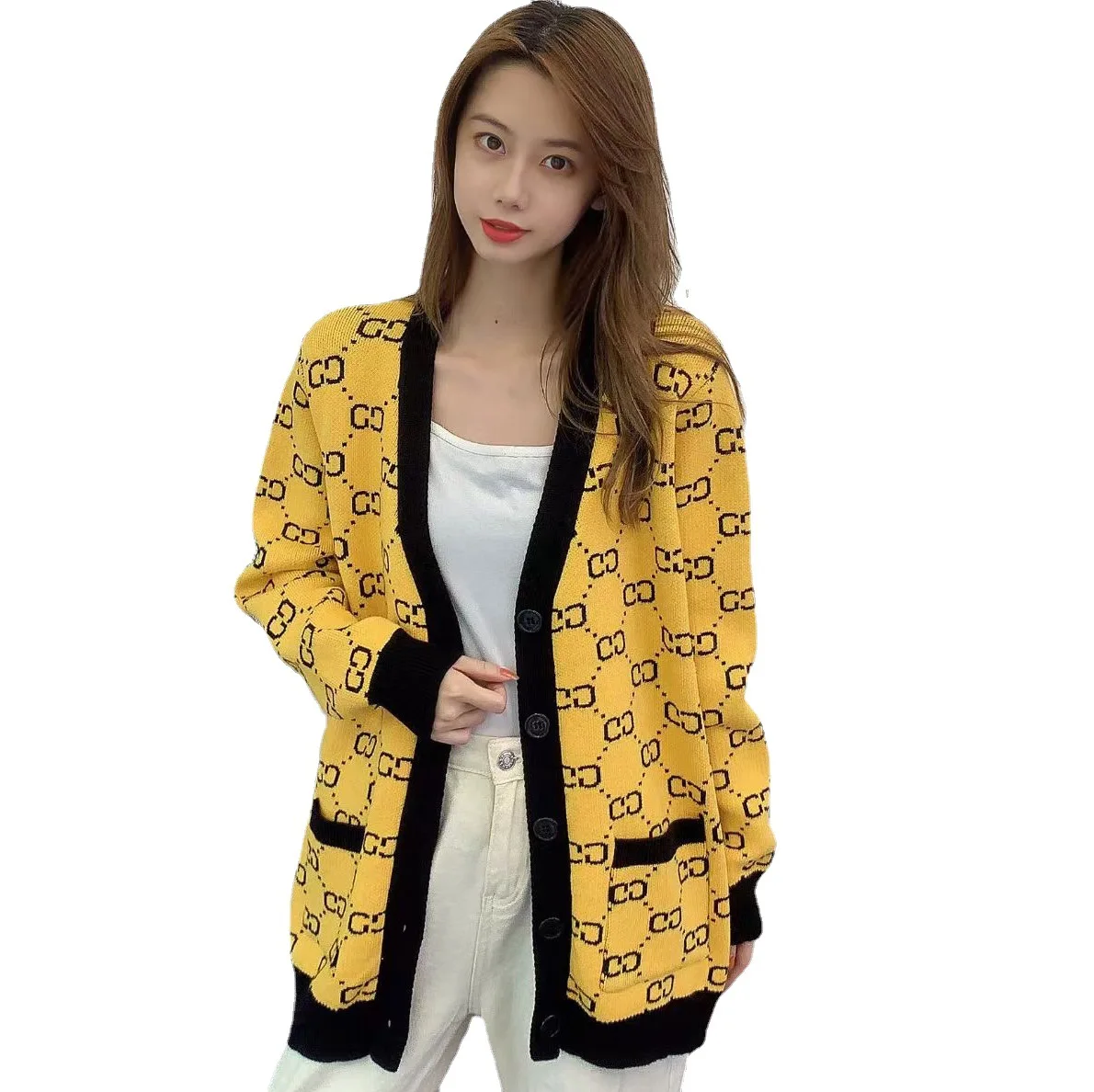 

D12128 cardigan rainbow sweaters women knitted woman thin coat fall clothing for women