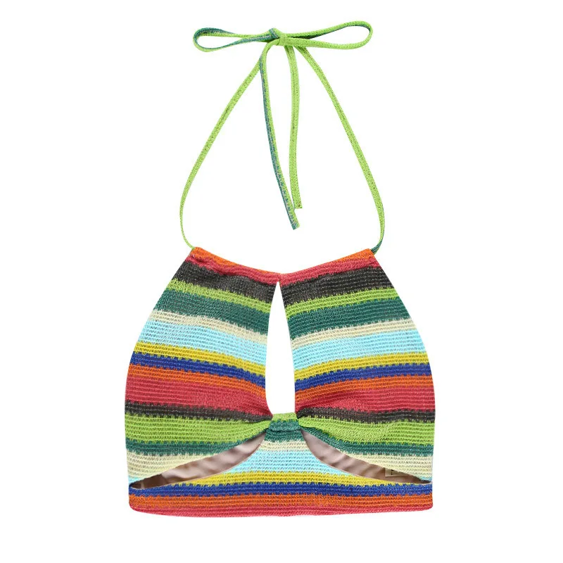 

hot sling bikini top iridescent beachwear knitted beachwear tank top