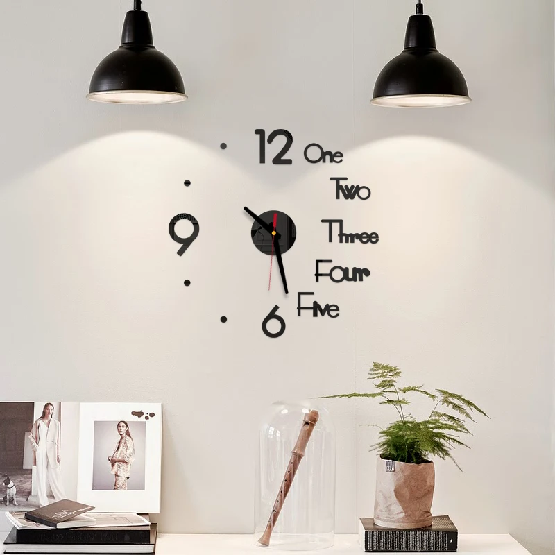 

EMAF 50pcs Custom 3D Frameless Wall Clock Stickers DIY Wall Decoration Quartz Clock for Living Room Bedroom Office, Customized color