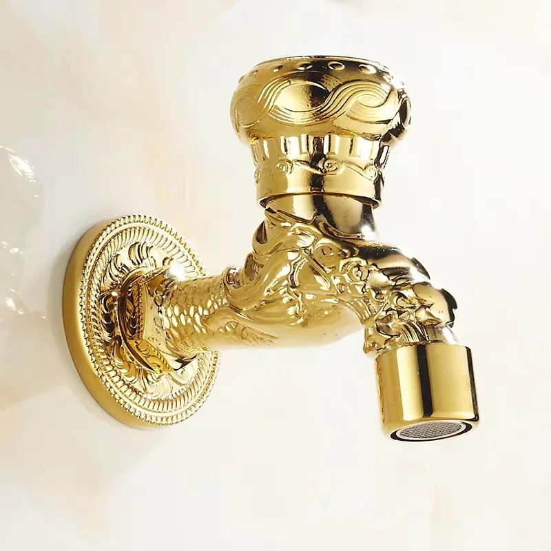 浴室墙壁抛光花园双龙头黄铜水龙头金属水龙头