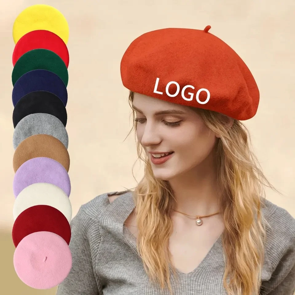 

Custom Hot Sale High Quality 100% Wool Fashion Beret Women's Plain Traveling Beret