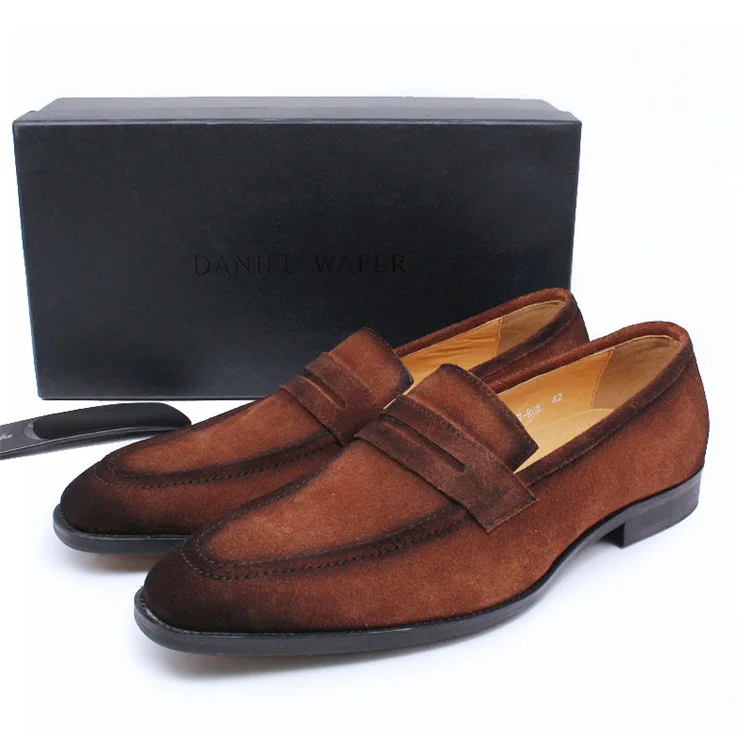 

Luxury Brown Black Men's Genuine Leather Loafers Elegant shoes Slip on Casual Shoes Office Wedding Dress Shoes, Black,brown