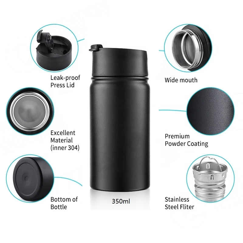 

350ml Stainless Steel Double Wall Insulated Kids Vacuum Flask Thermoses Water Bottle