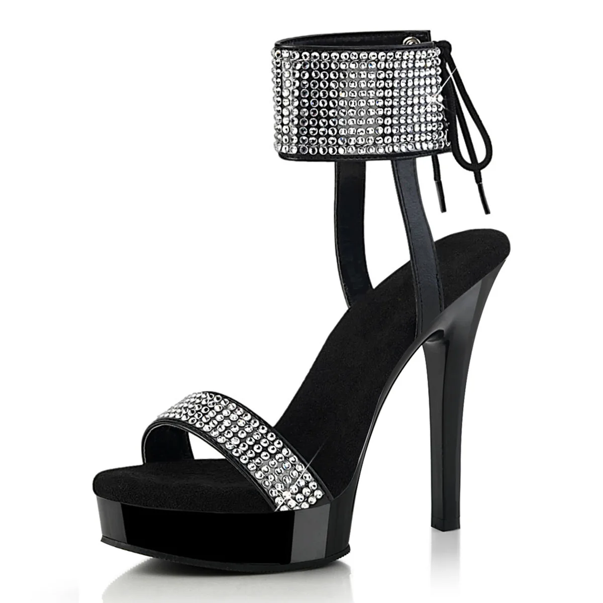 Rhinestone Women's Lace up Stripper Heels 5Inch Nightclub Sexy Fetish Platform Sandals New 13cm Open Toe Gothic Pole Dance Shoes