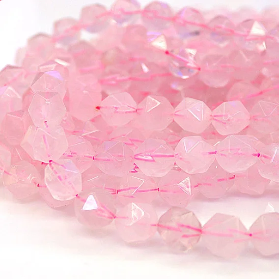 

Wholesale Natural Faceted Rose Quartz Gemstone Diamond Cutting Beads for Making Jewelry Bracelet Necklace Earrings 15.5 inches