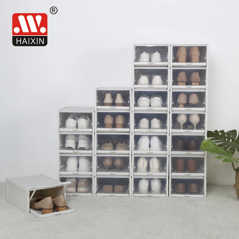 

Amazon hot sale clear 3 pcs acrylic shoe organizer stackable plastic shoe box storage