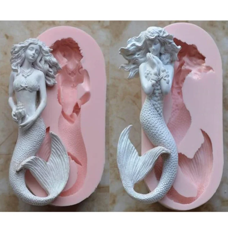 

New mermaid silicone mold sugar cake silicone mold fishtail chocolate mold, Multicolor