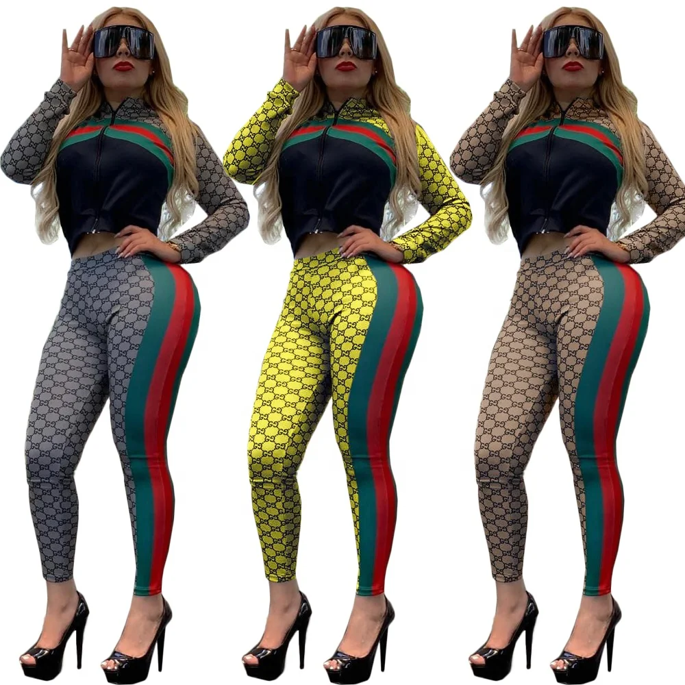 latest ladies autumn letter printed fashion 2 piece outfits sweat suits