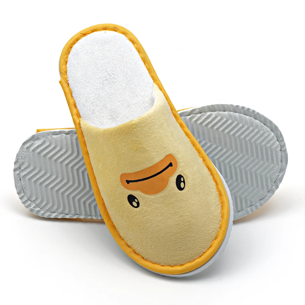 

Stocked kids child hotel slipper nap terry velour velvet material disposable household slippers