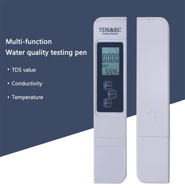 3 in 1 multifunzione TDS EC PPM Water Quality Meter Tester penna display LCD 0-5000ppm TDS e penna Tester EC Bianco 