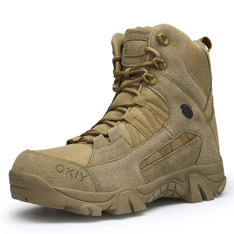 

One piece of foreign trade large size high top outdoor military boots cross-border hot sale non-slip tactical boots wear-resista, Black