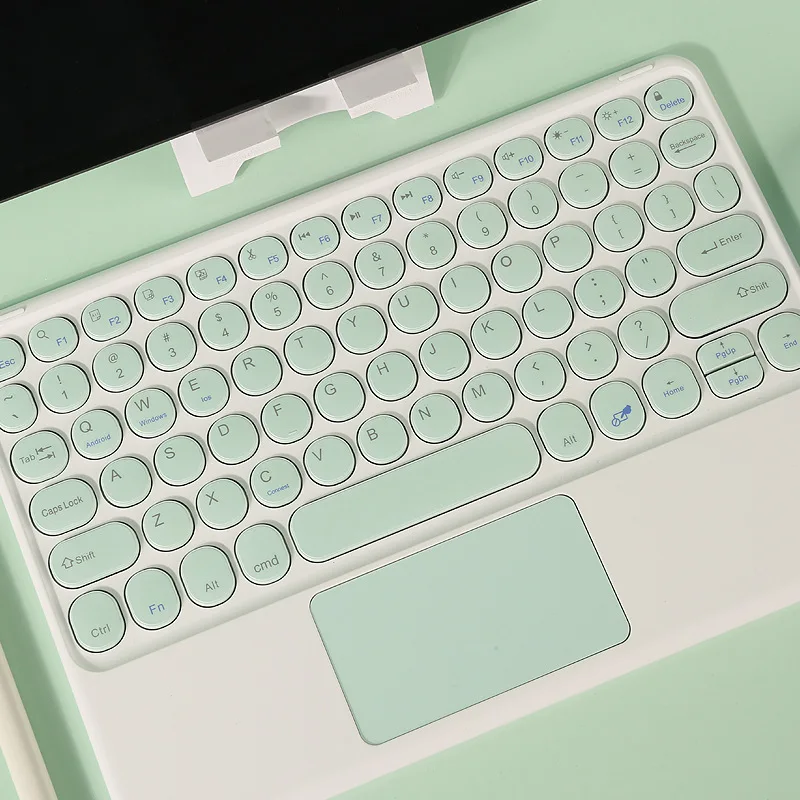 

Ultra-thin 10 inch Universal Mini Slim Wireless Retro Round Key Tablet Keyboard With Touchpad, As picture