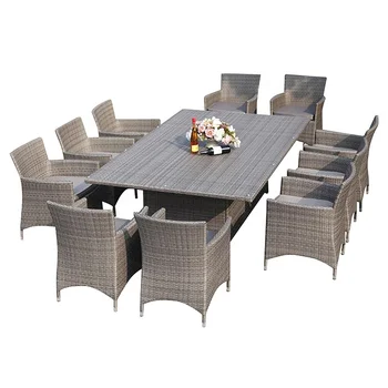 Modern Pe Rotan Taman Patio Meja Makan Dan Kursi Set Untuk 10 Orang Buy Modern Pe Rotan Taman 10 Orang Kursi Makan Set Garden Furniture Bingkai Aluminium Kursi Makan Set Leisure Patio