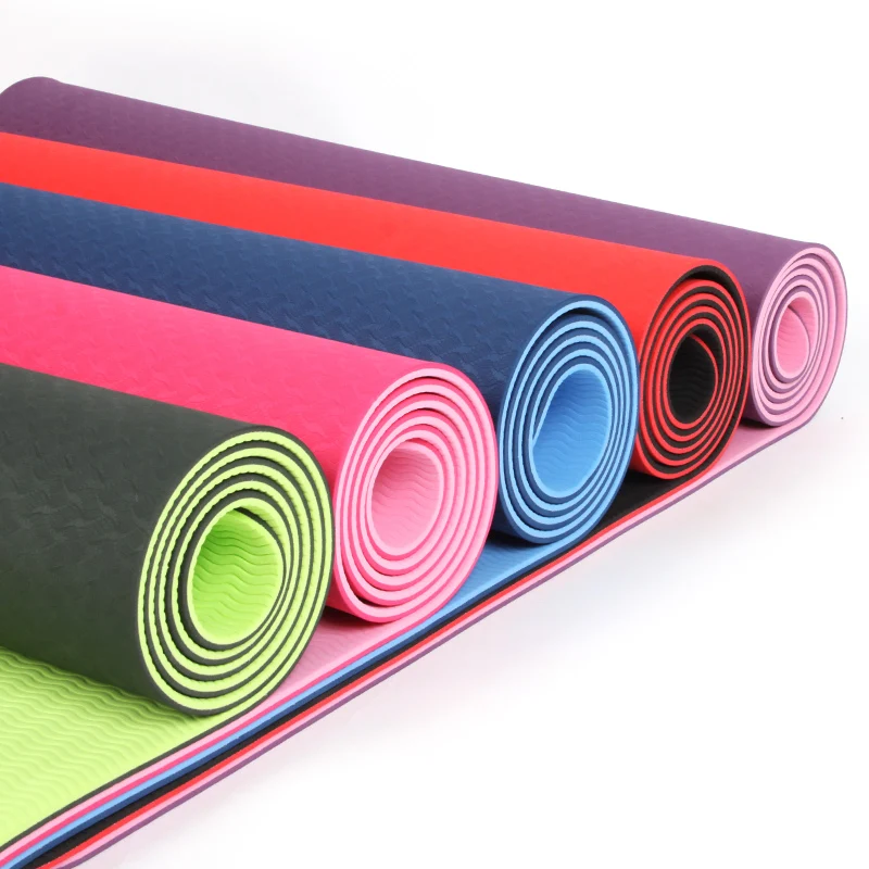 

Eco Friendly Fitness Non-slip Foldable Travel customized TPE yoga mat with carrying strap