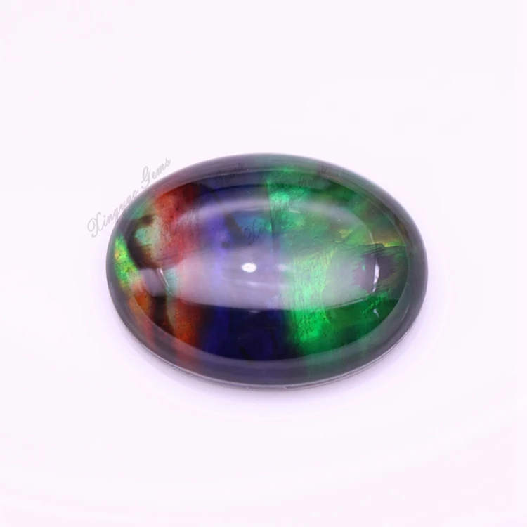 Oval Smooth 12-15mm Cabochon flat Fusion Gems Synthetic Ammolite stone for jewelry