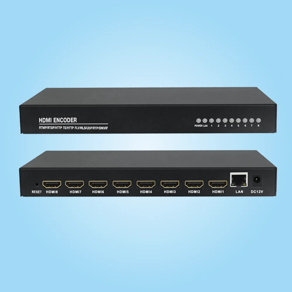 

FMUSER FBE228 8 Channels H.264 H.265 HD&MI SDI IPTV ENCODER for Live Streaming Video Support RTMP RTSP HTTP TS FLV HLS UDP RTP