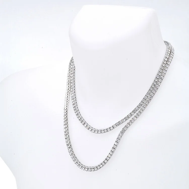 

3.0MM Iced Out Cubic Zirconia Diamond Tennis Chains Sterling Silver Gold Tennis Chains Necklace