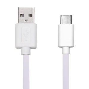 White Color 24awg USB C Cable Type C to USB3.0 Flat Fast Charging Cable For Mobile Phones