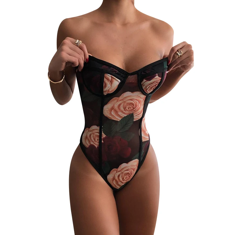 

2021 Spring new Rose mesh sexy lingerie bodysuits for women, Existing or as customer's require