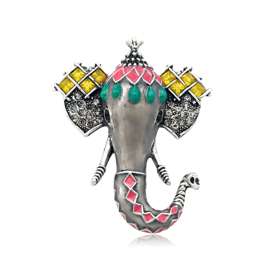 

Rhinestone Long Nose Elephant Animal Brooches for Women Enamel Brooch Pins Jewelry Accessories