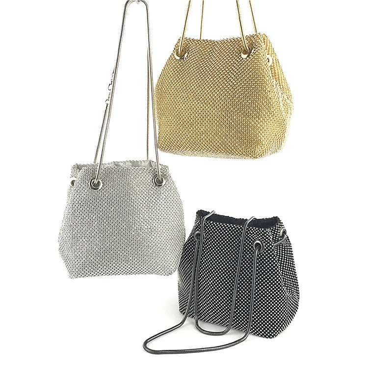 

Hot Sales Clutch Evening Bag Diamonds Chain Handmade Ladies Bucket Bag for Women