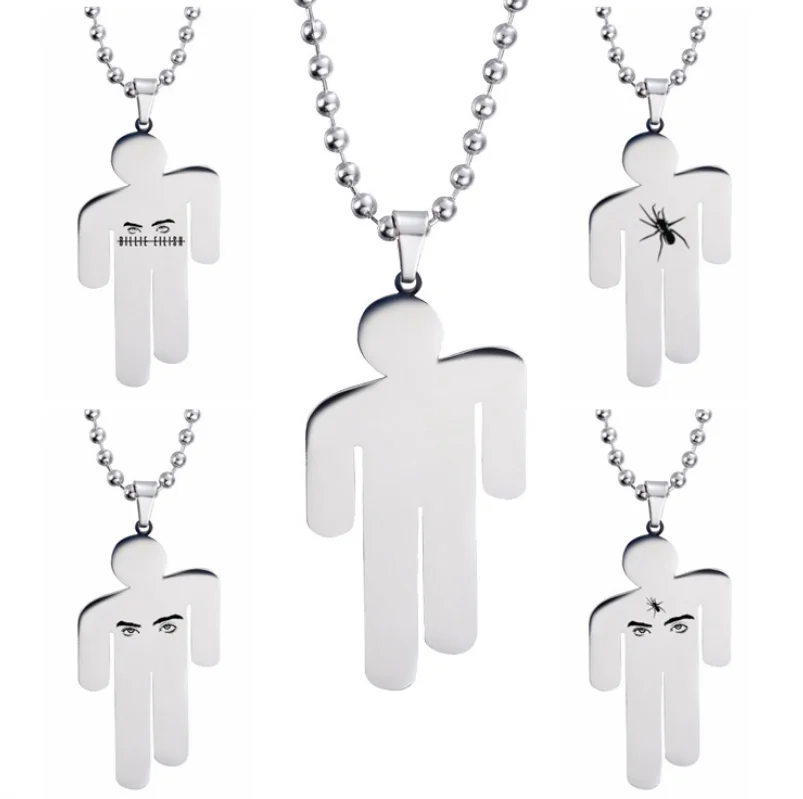 

Rap billie eilish stainless steel logo necklace Billy Ellie Key Accessories