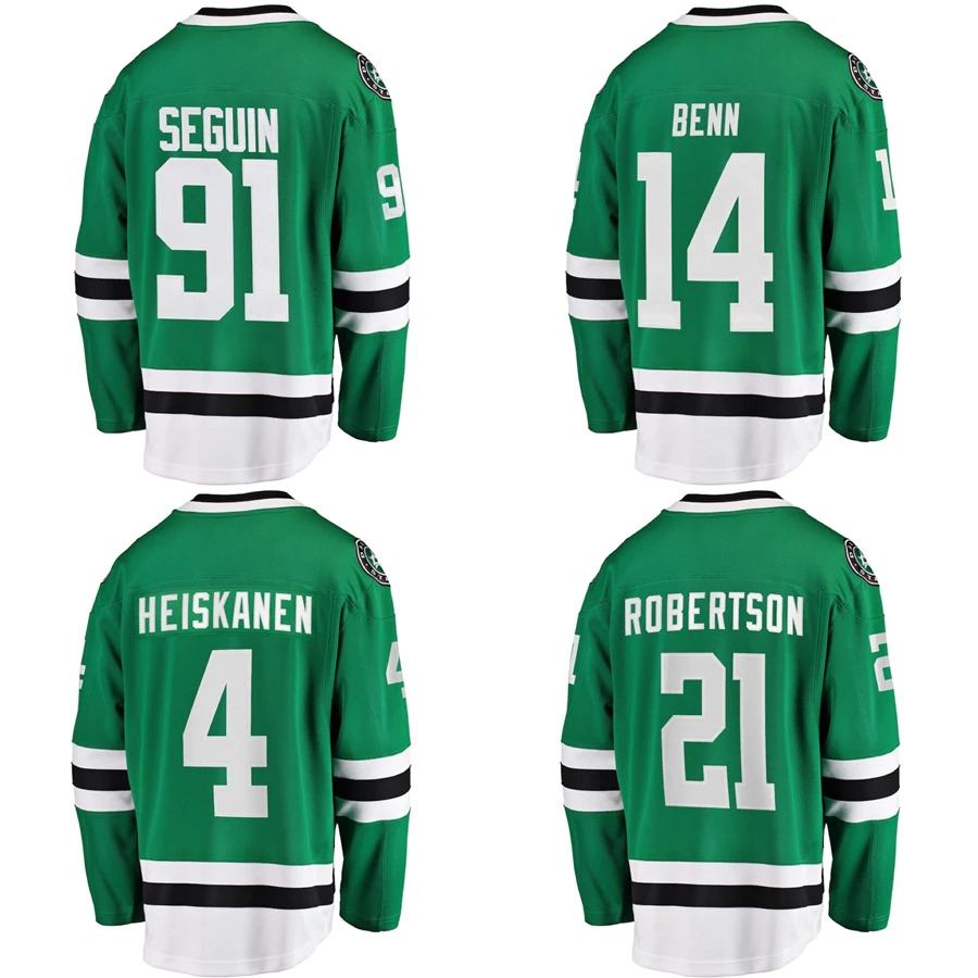 

Custom Ice Hockey Jersey Dallas City Stitched Men's green Stars team uniform #91 Tyler Seguin #14 Jamie Benn wholesale, Customized color